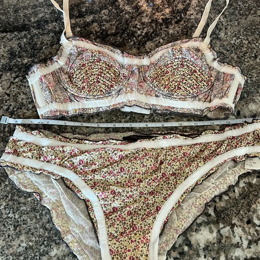 Louis Vuitton Cream and Pink Floral Lingerie